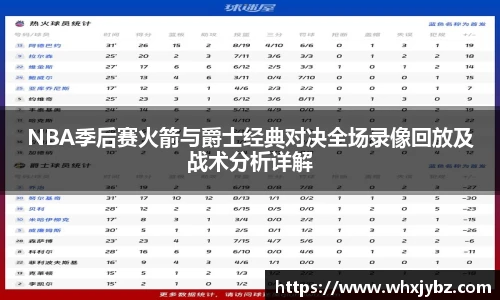 NBA季后赛火箭与爵士经典对决全场录像回放及战术分析详解